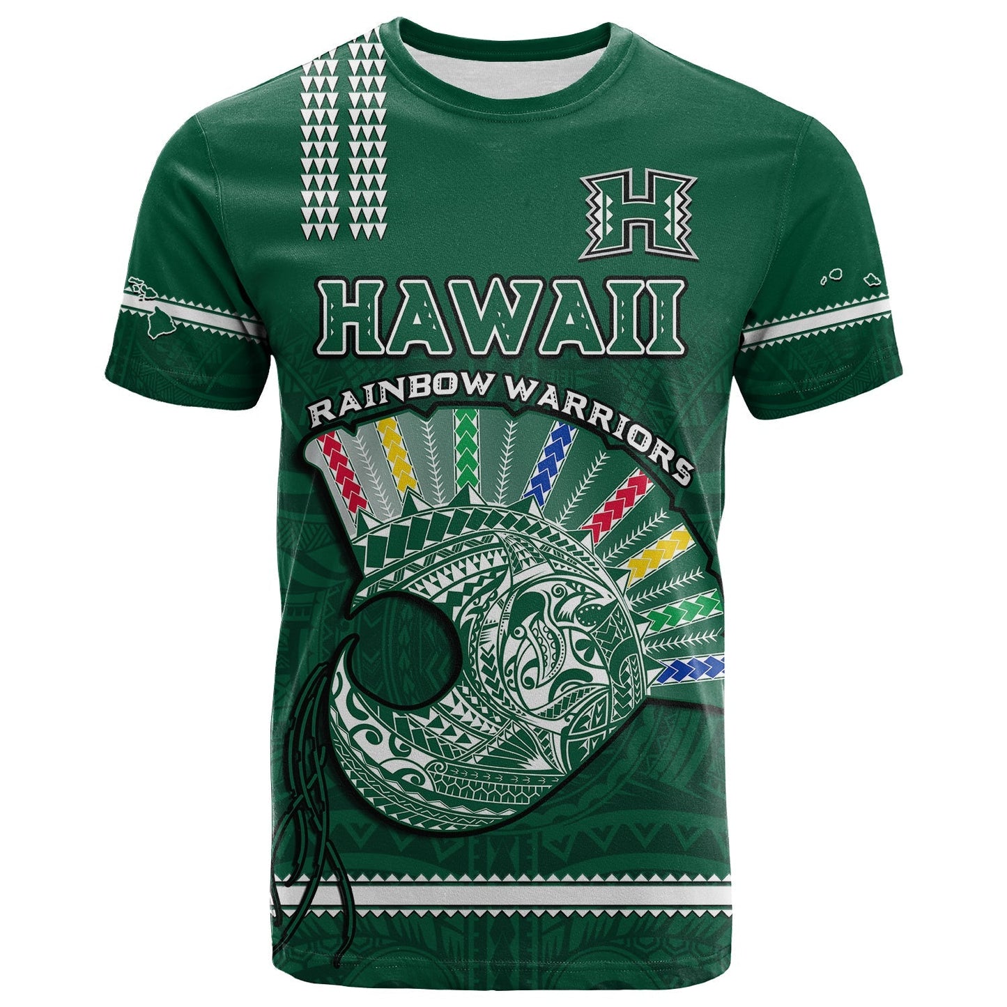 Hawaii Football T Shirt Kakau Rainbow Warriors Helmet Go Bows