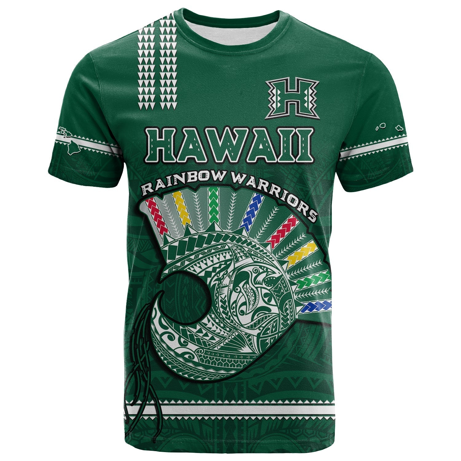 Hawaii Football T Shirt Kakau Rainbow Warriors Helmet Go Bows