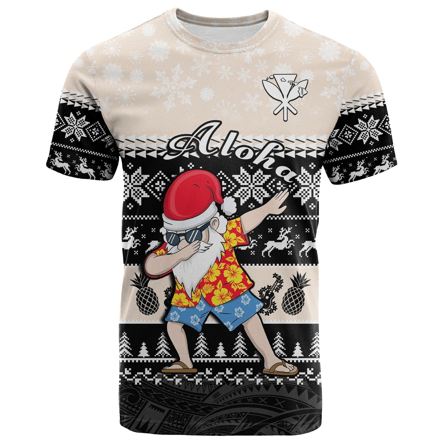 Hawaii Mele Kalikimaka T Shirt Dabbing Santa Black Merry Christmas