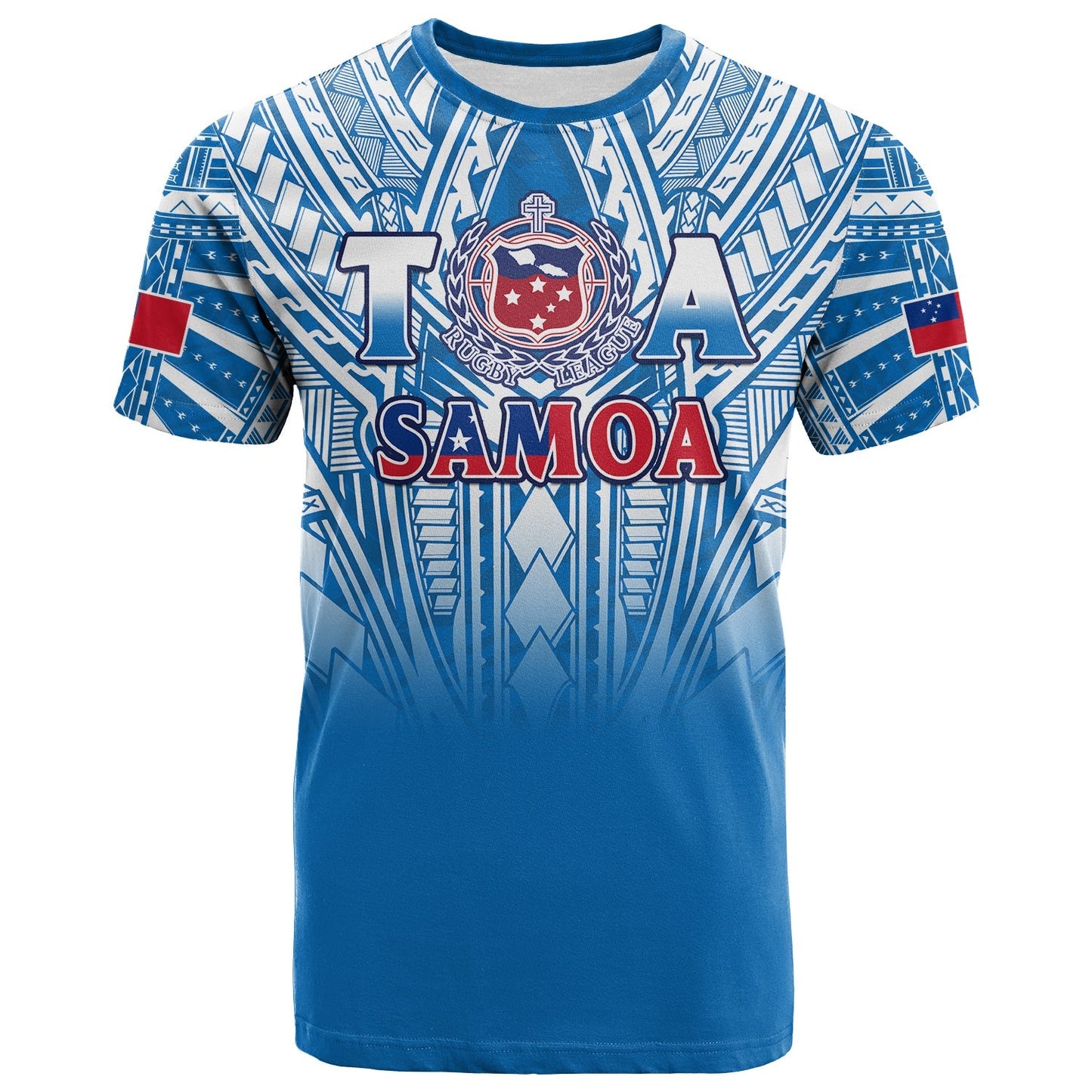 Samoa Rugby T Shirt Toa Samoa Polynesian Pacific Blue Version