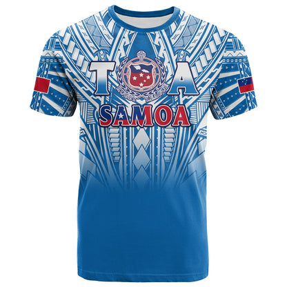 Samoa Rugby T Shirt Toa Samoa Polynesian Pacific Blue Version
