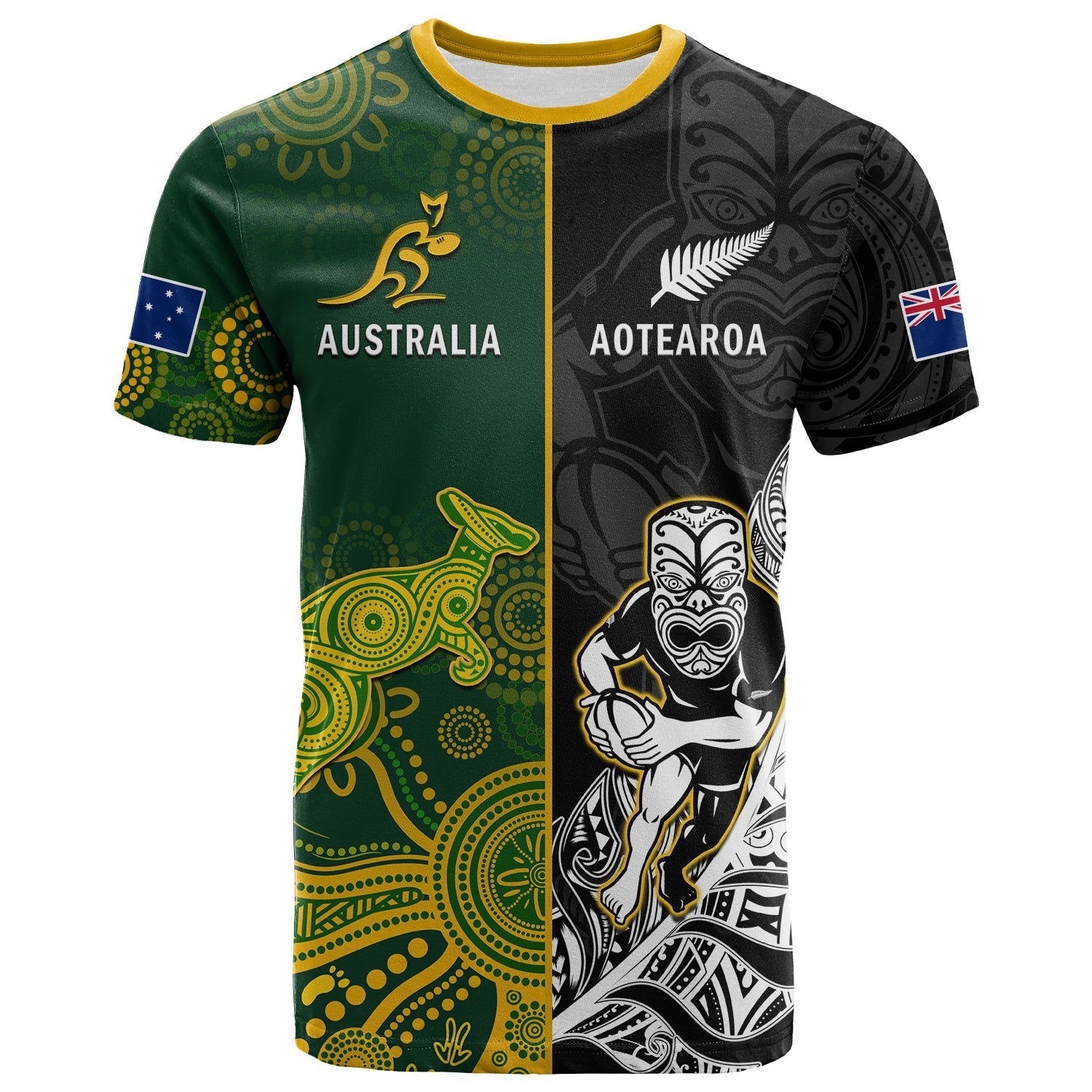Australia Rugby Mix Aotearoa Rugby T Shirt Wallabies All Black Special Version