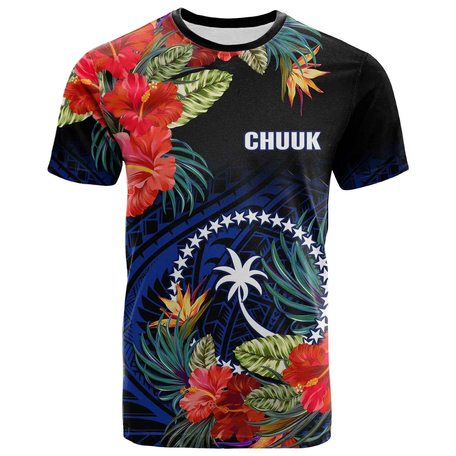 Chuuk State T Shirt FSM Hibiscus Flowers Mix Polynesian