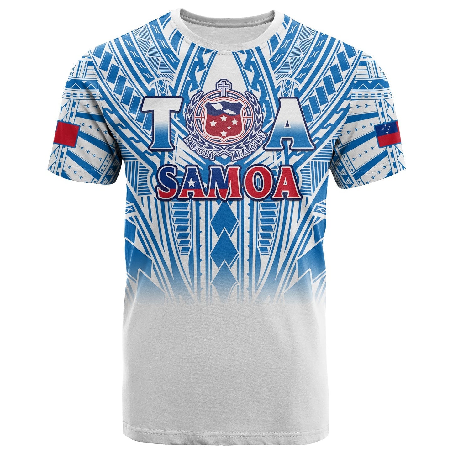 Custom Text And Number Samoa Rugby T Shirt Personalise Toa Samoa Polynesian Pacific White Version