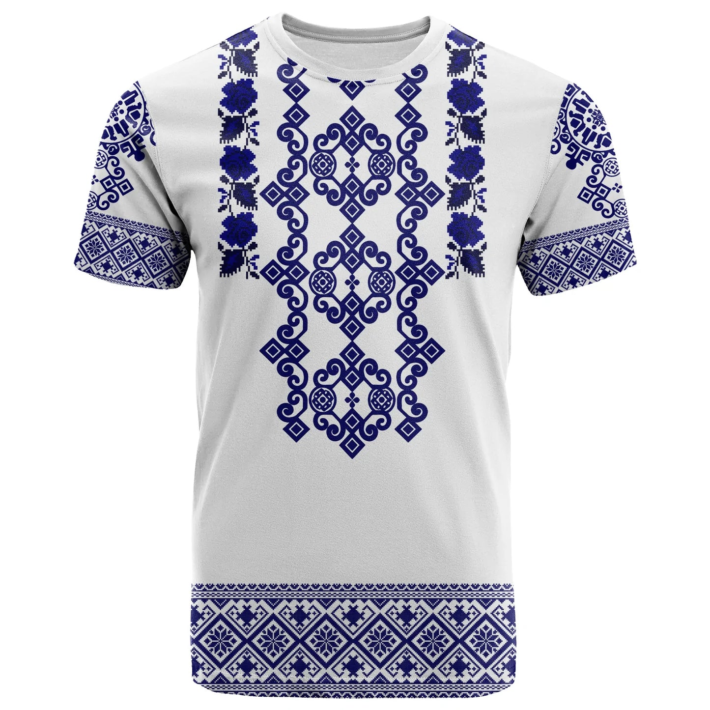Custom Ukraine T Shirt Navy Ukrainian Folk