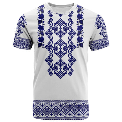 Custom Ukraine T Shirt Navy Ukrainian Folk