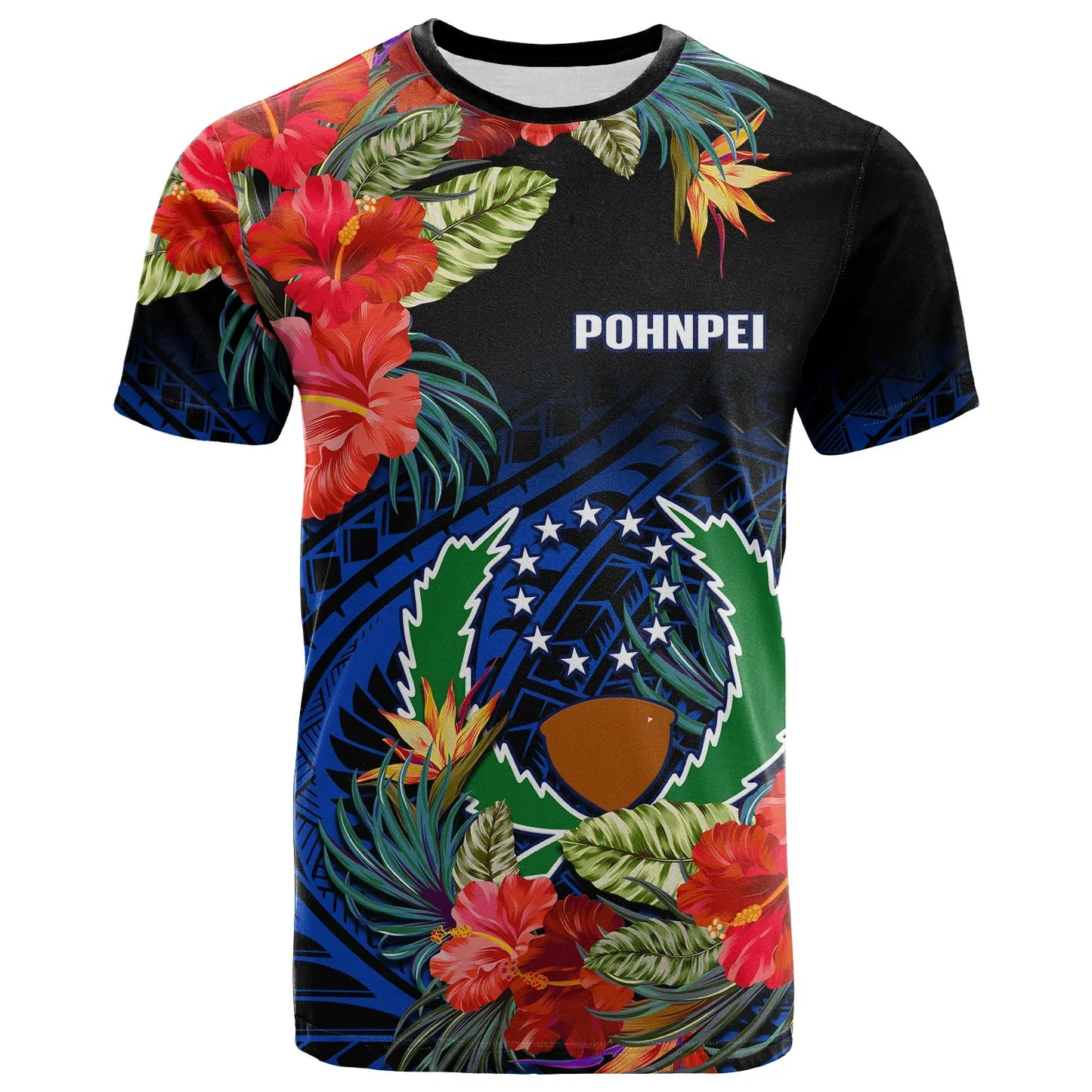 Pohnpei State T Shirt FSM Hibiscus Flowers Mix Polynesian