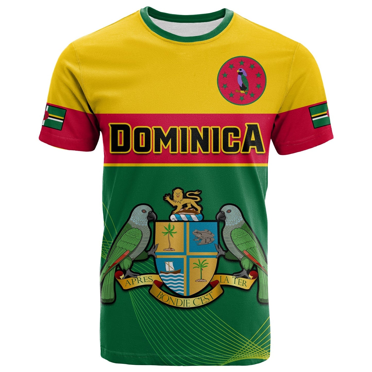 Custom Dominica T Shirt Dominican Coat Of Arms With Map
