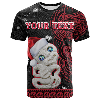Custom Personalised New Zealand Christmas T Shirt Hei Tiki Red Pohutukawa Meri Kirihimete