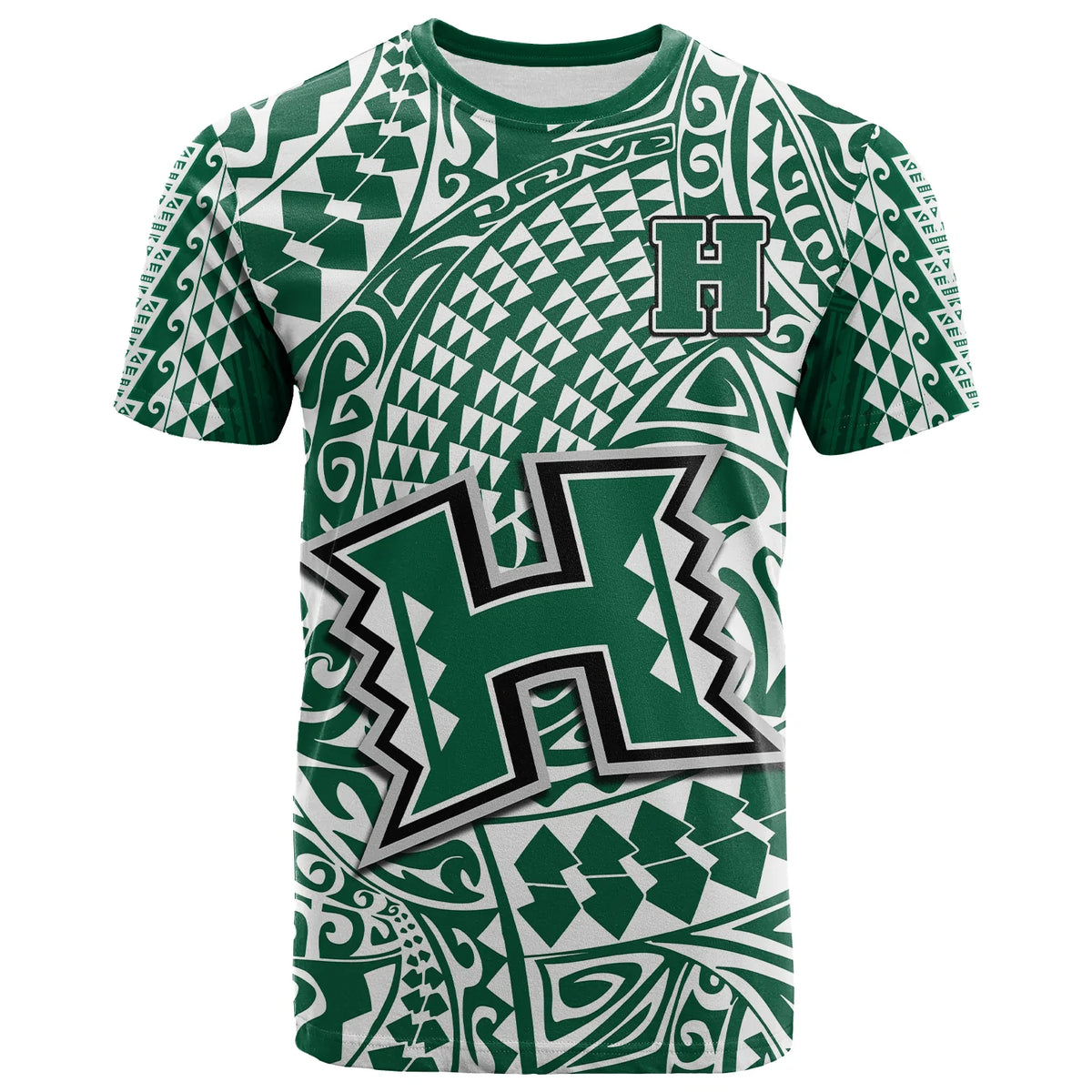  Text And Number Hawaii Football T Shirt Rainbow Warriors Tribal Kakau
