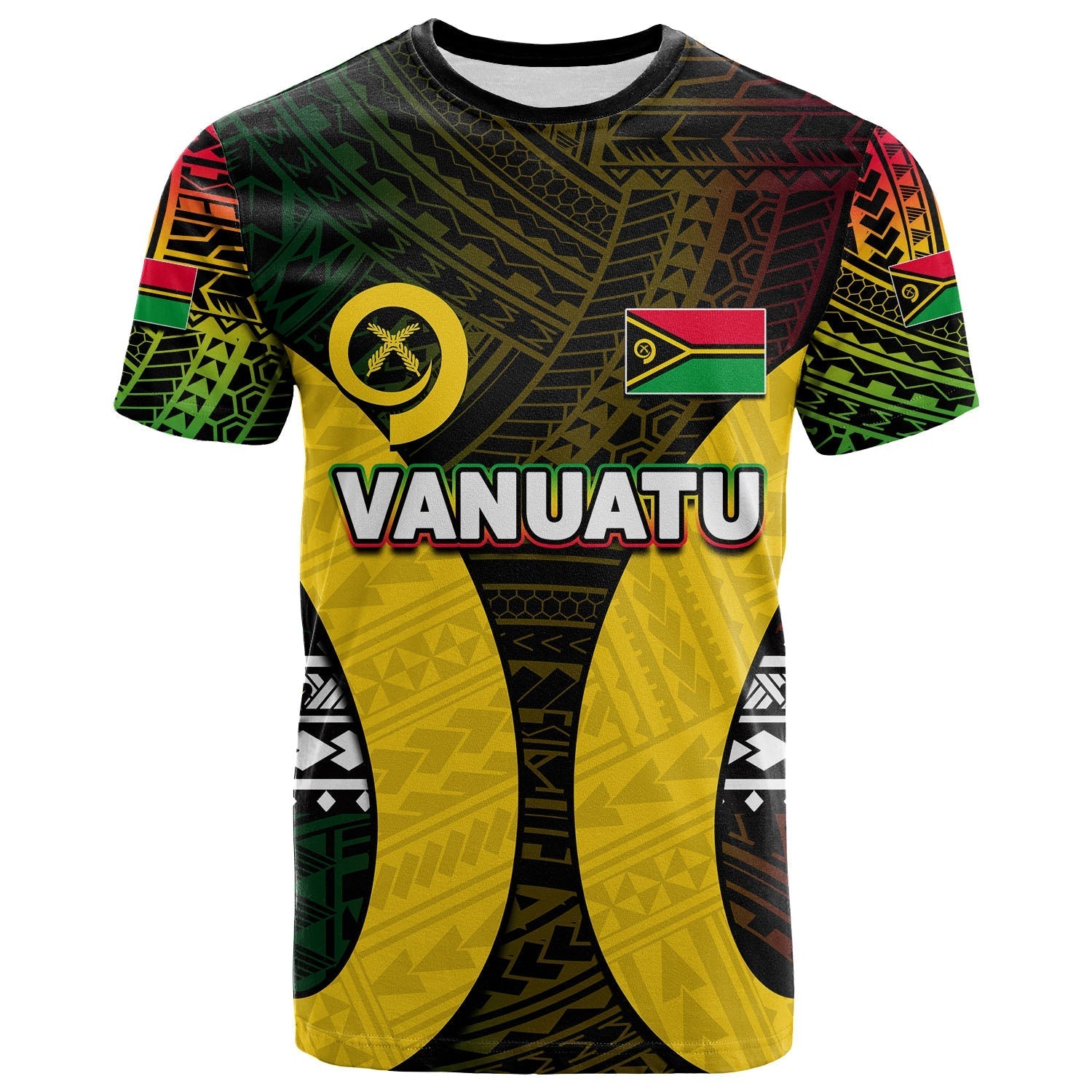 (Custom Personalised) Vanuatu T Shirt Polynesian Patterns Mix Pig Tusk