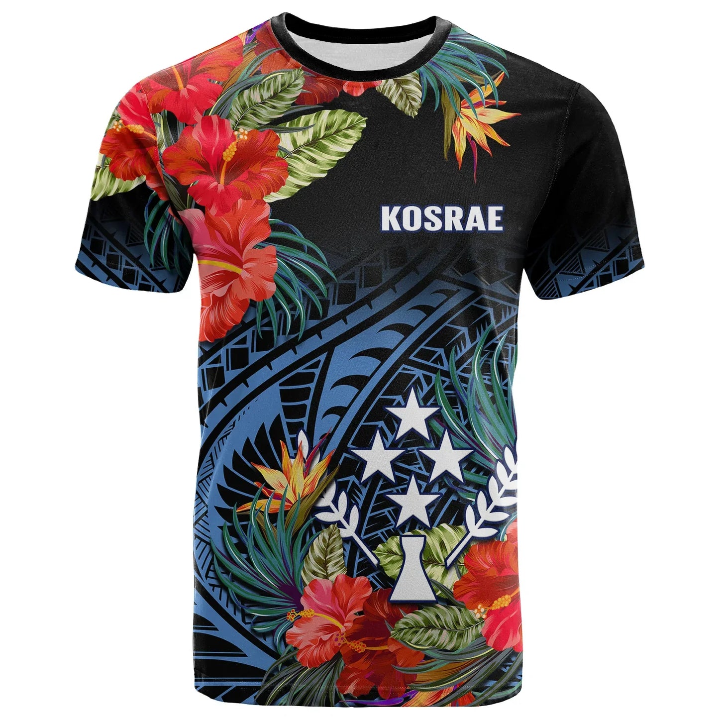 Kosrae State T Shirt Fsm Hibiscus Flowers Mix Polynesian