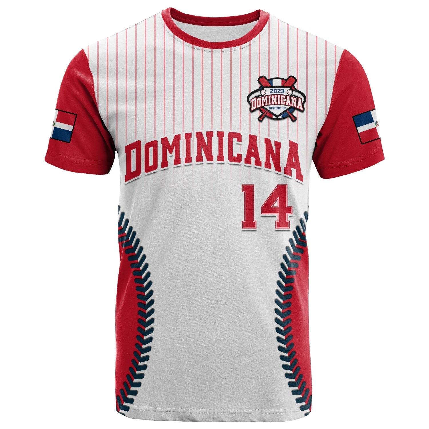 Custom Dominican Republic Baseball 2023 T Shirt Version White