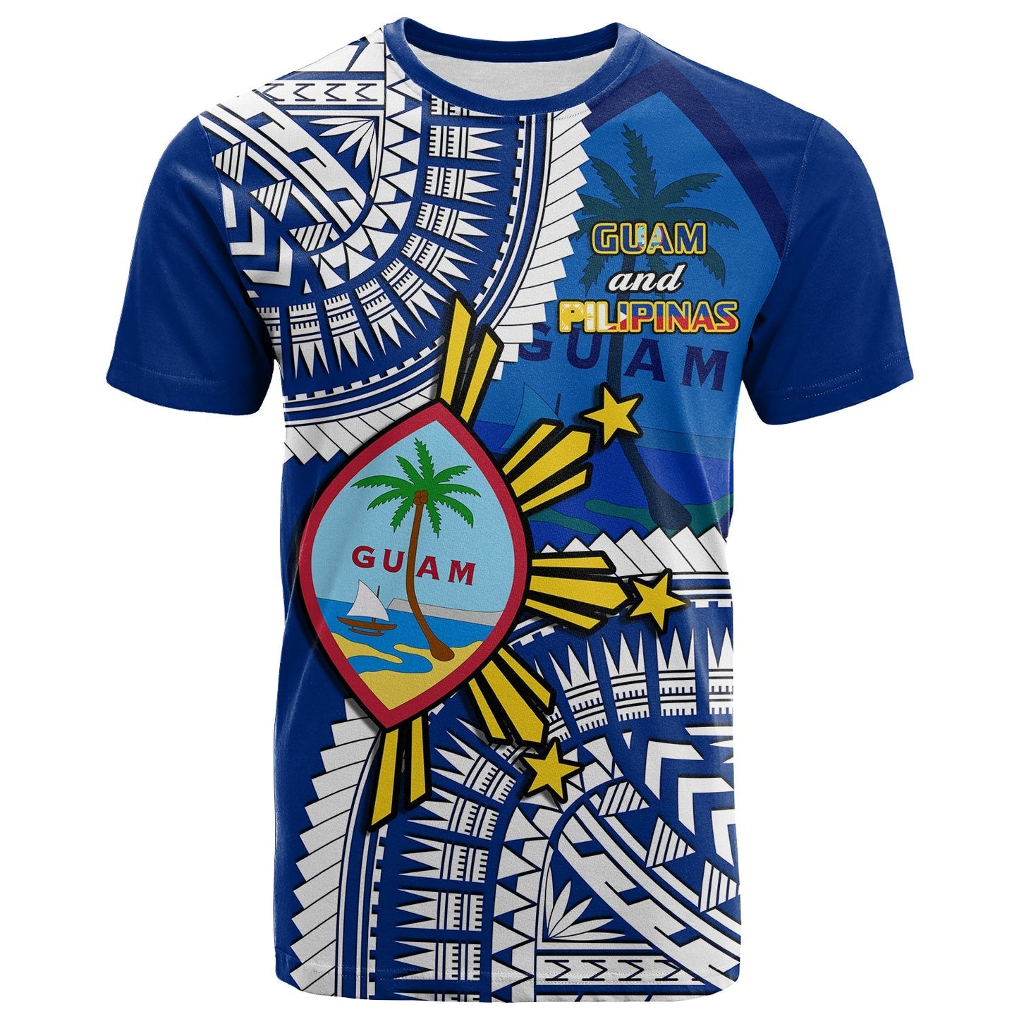 Custom Personalised Guam And Philippines T Shirt Guaman Filipinas Together Blue