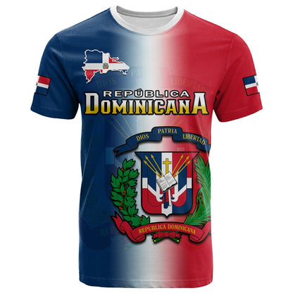 Dominican Republic T Shirt Dominicana Coat Of Arms Gradient Style