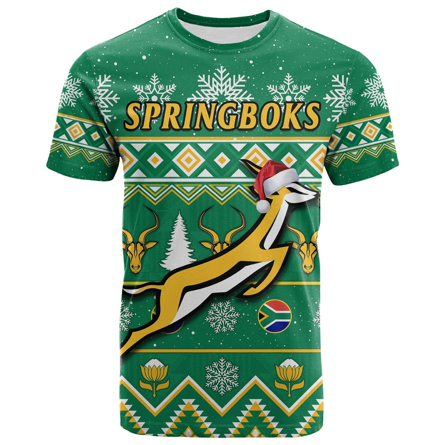 South Africa Rugby Christmas T Shirt Springboks Proud Geseende Kersfees