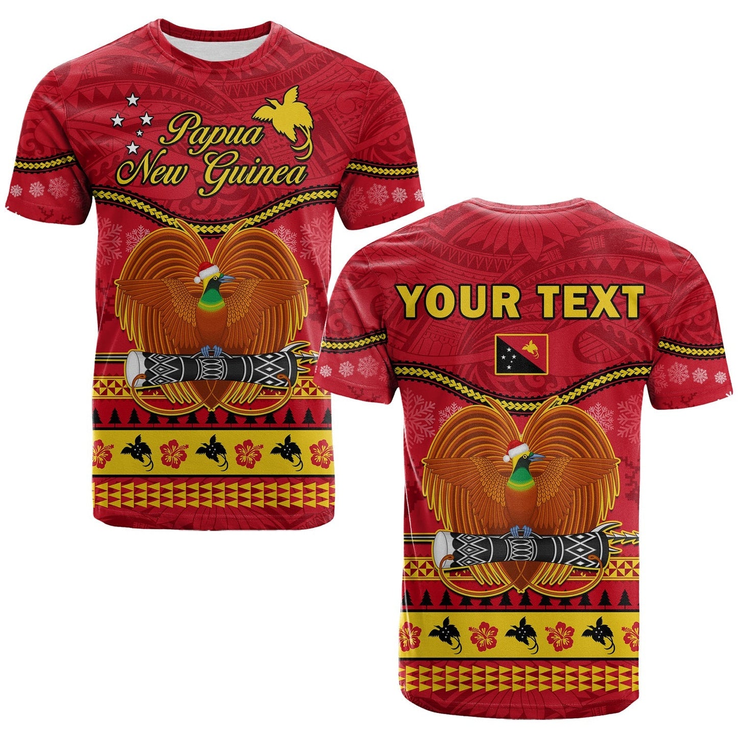 Custom Personalised Papua New Guinea Christmas T Shirt Bird Of Paradise Bikpela Hamamas Blong Dispela Krismas