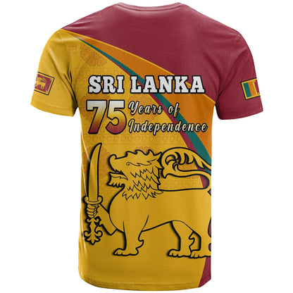Sri Lanka T Shirt Sri Lankan Pattern Happy 75 Years Of Independence