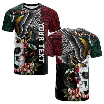 Custom Mexico T Shirt Mexican Skull Eagle With Angry Snake