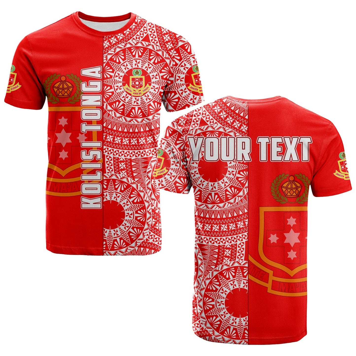 Custom Personalised Kolisi Tonga High School T Shirt Tongan Ngatu Pattern