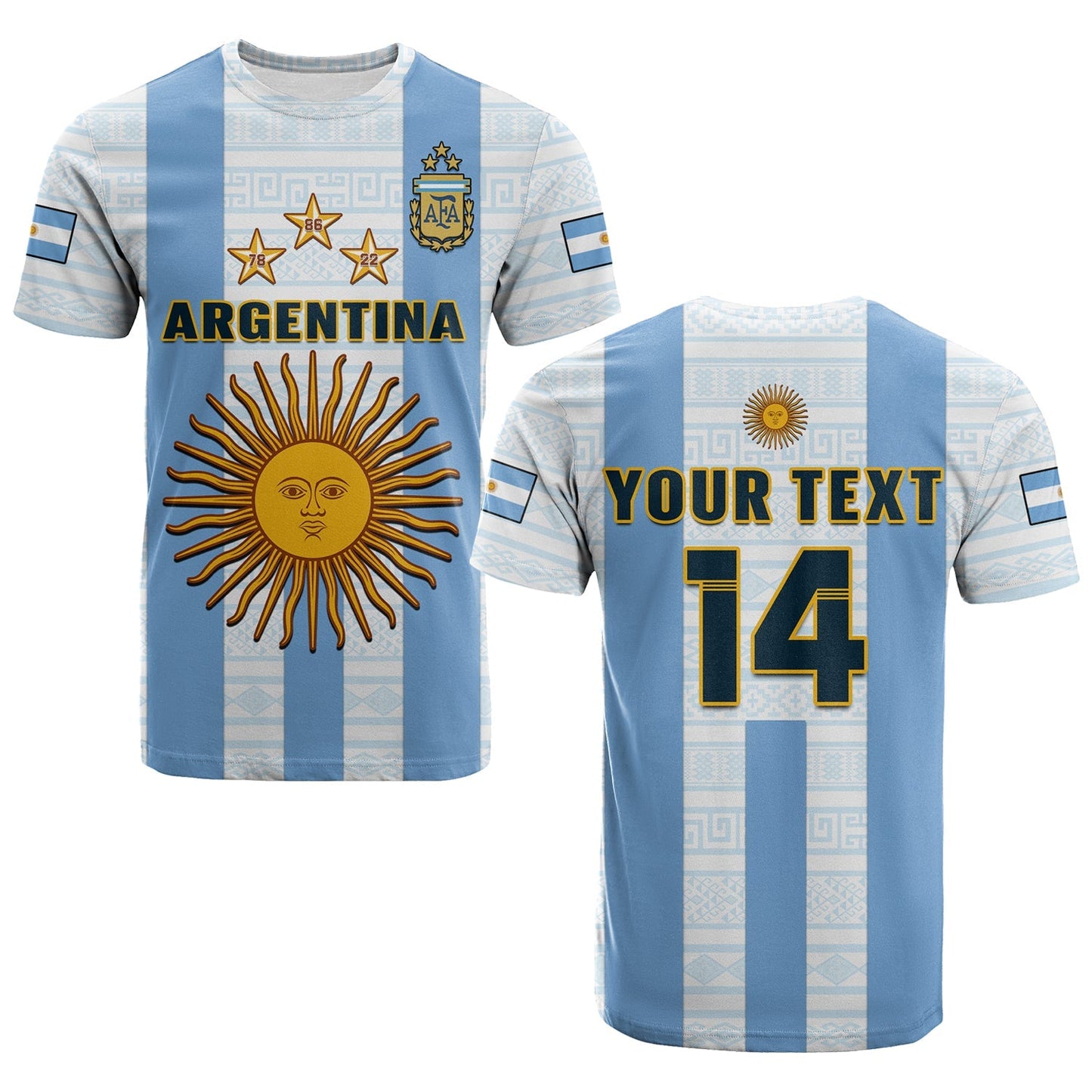 Custom Argentina Football T Shirt World Cup La Albiceleste 3rd Champions Proud