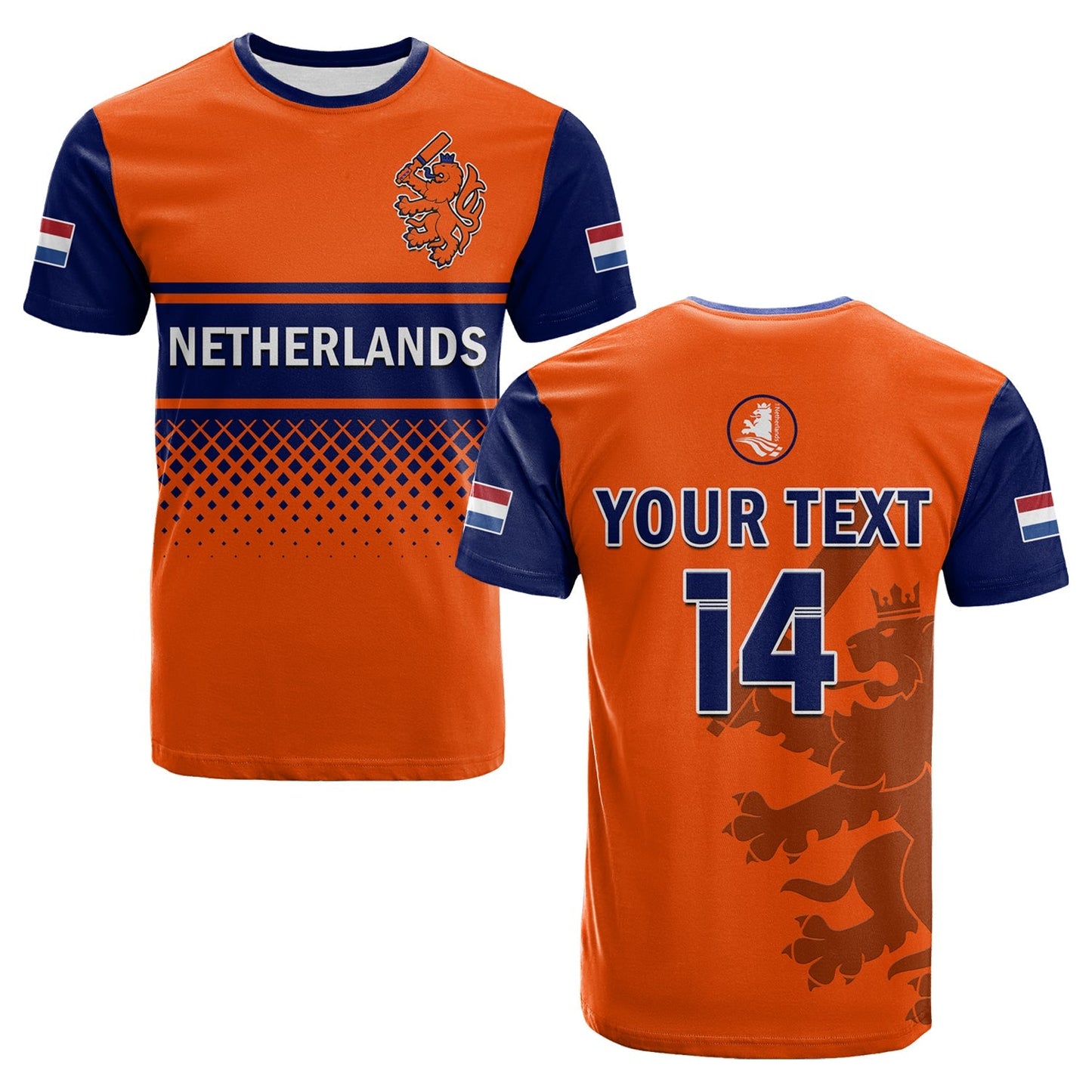 Custom Netherlands Cricket T Shirt ODI Simple Orange Style
