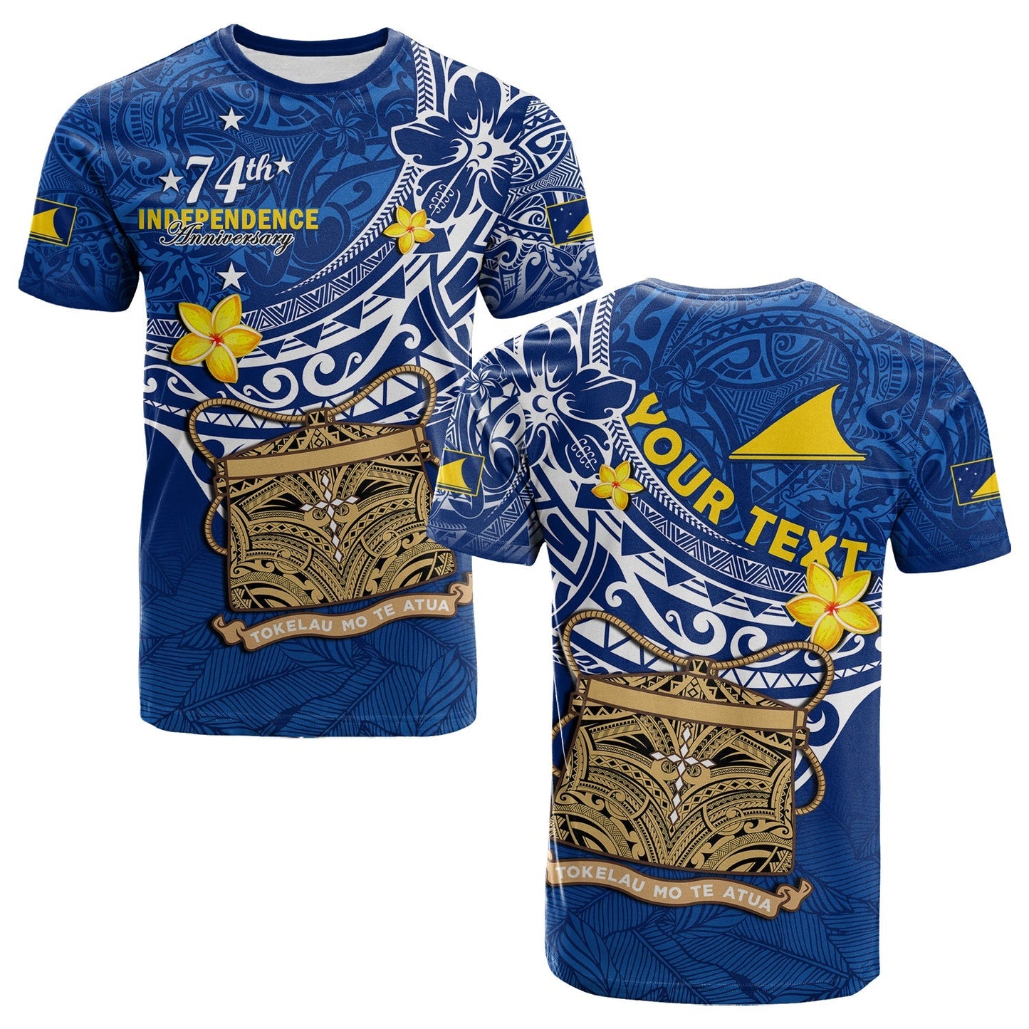 (Custom Personalised) Tokelau T Shirt National Badge Polynesian Happy 74th Independence Anniversary