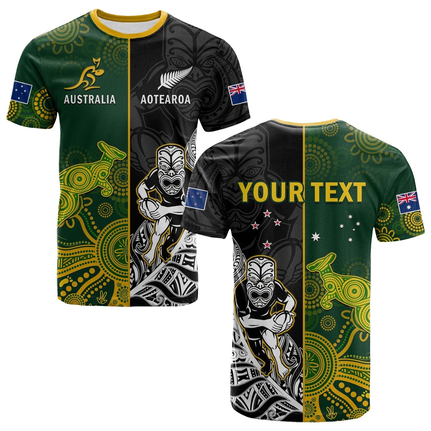 (Custom Personalised) Australia Rugby Mix Aotearoa Rugby T Shirt Wallabies All Black Special Version