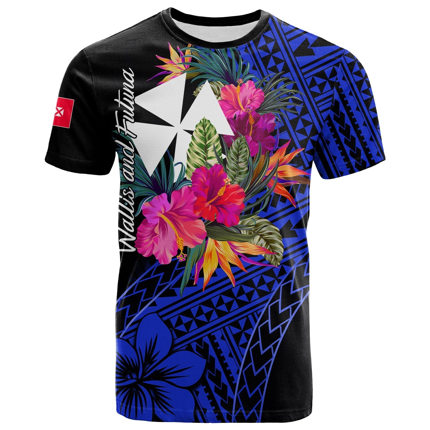 Wallis and Futuna T Shirt Hibiscus Blue No.1Color