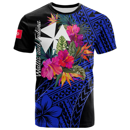 Wallis and Futuna T Shirt Hibiscus Blue No.1Color