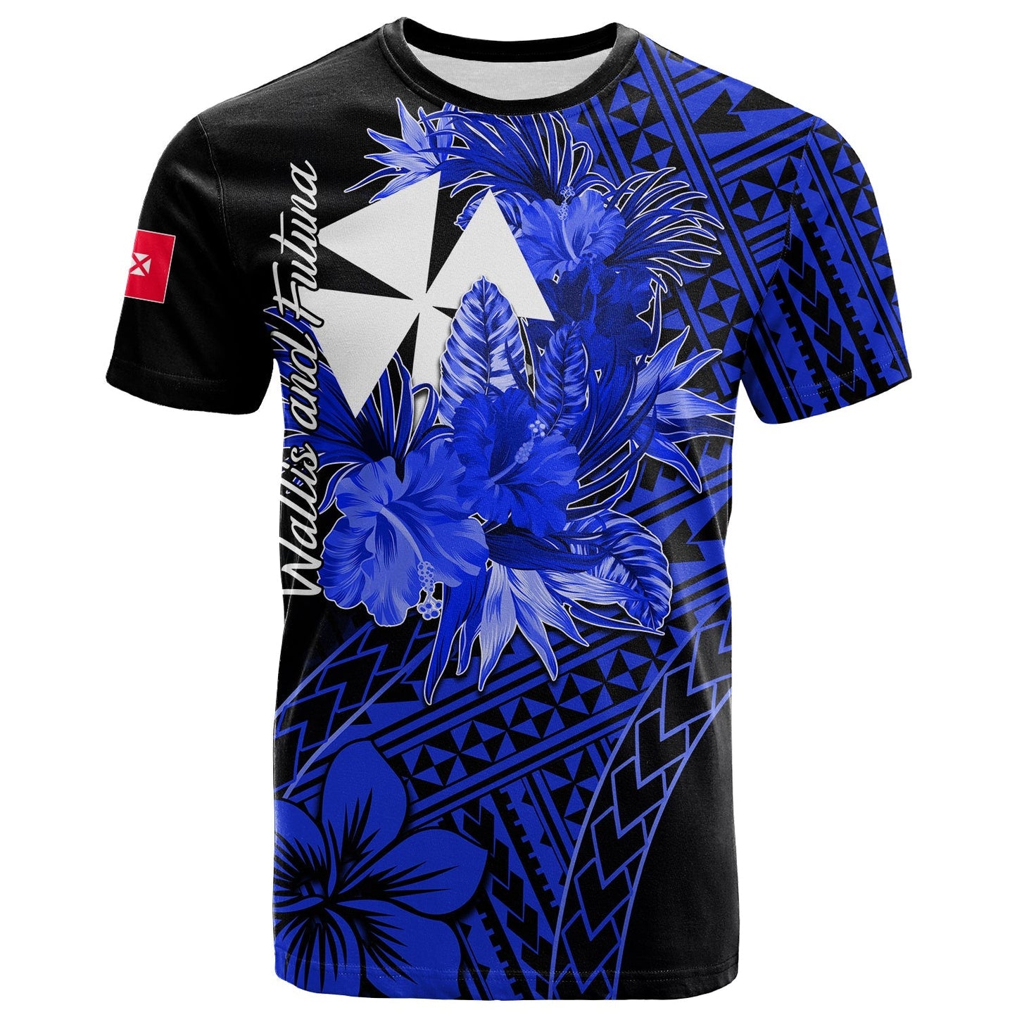 Wallis and Futuna T Shirt Hibiscus Blue No.2 Color