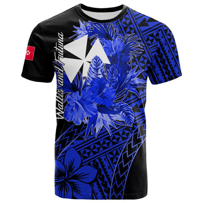 Wallis and Futuna T Shirt Hibiscus Blue No.2 Color