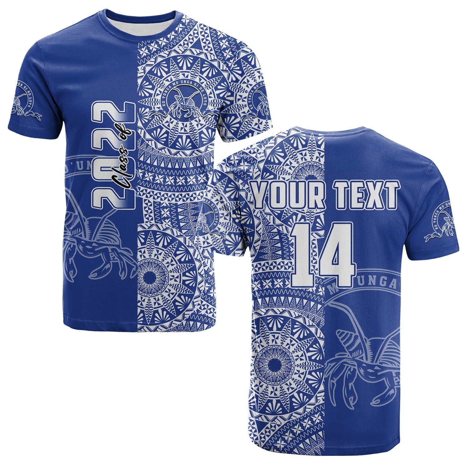 Custom Text And Number Tupou Tonga College T Shirt Class Of Year Tongan Ngatu Pattern