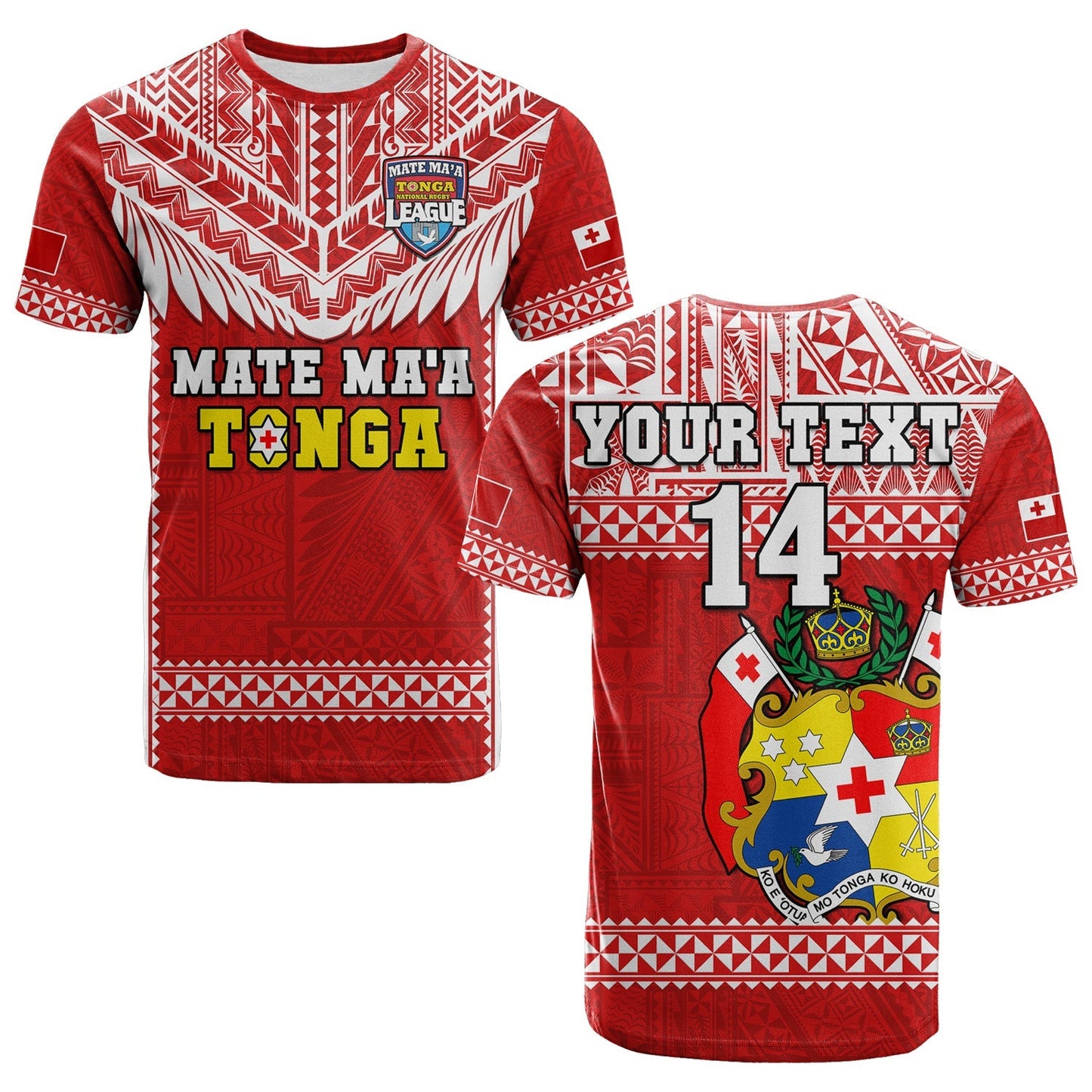 Custom Text And Number Tonga Rugby T Shirt Mate Maa Tonga Pacific Ngatu White