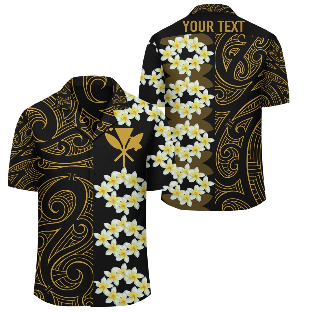Personalized Plumeria Kakau Polynesian - Hawaiian Shirt - Gold - Curtis Style