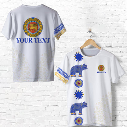 Custom Sri Lanka T Shirt Traditional Pattern and Elephants