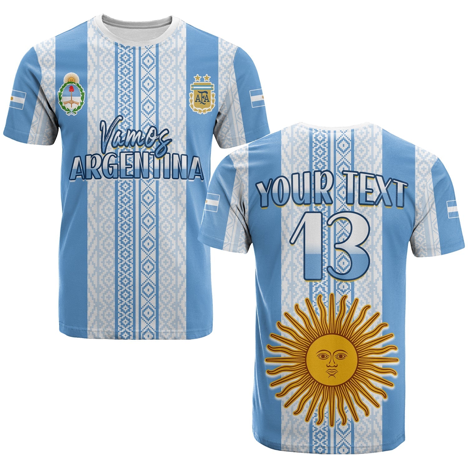 Custom Argentina Football T Shirt Champions World Cup Gaucho Vamos