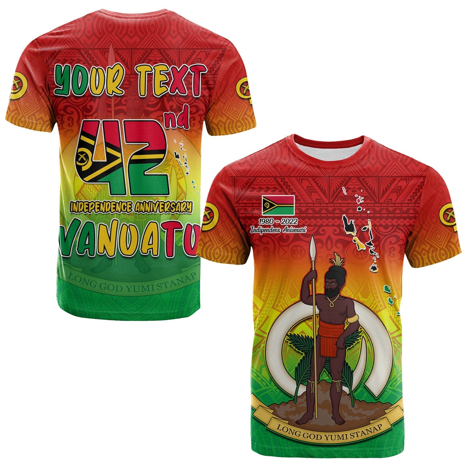 (Custom Personalised) Vanuatu Independence Day T Shirt 42nd Anniversary Yumi Yumi Yumi