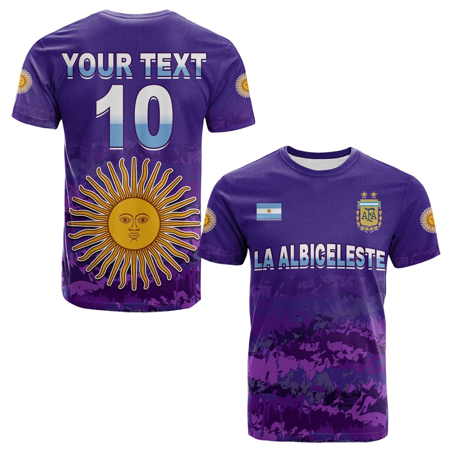 Custom Argentina Football T Shirt Go Champions La Albiceleste
