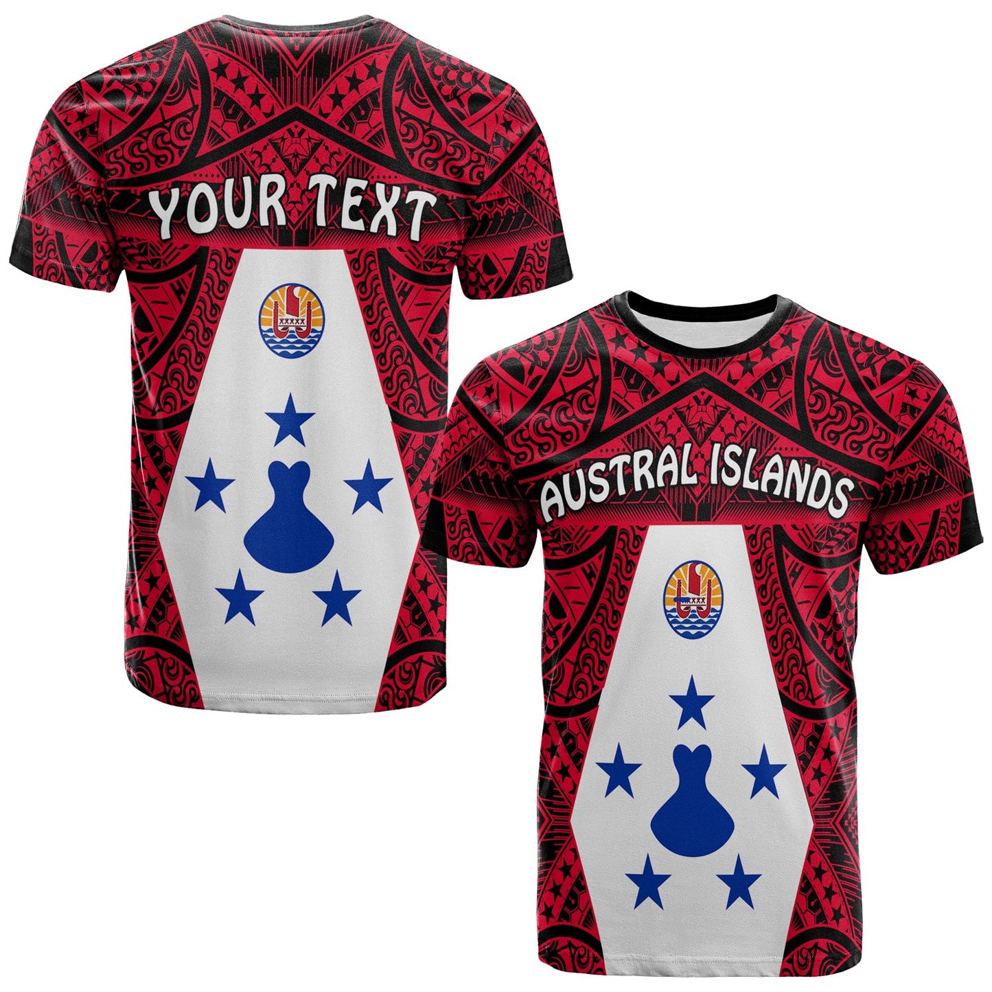 (Custom Personalised) Austral Islands T Shirt Polynesian Pattern French Polynesia