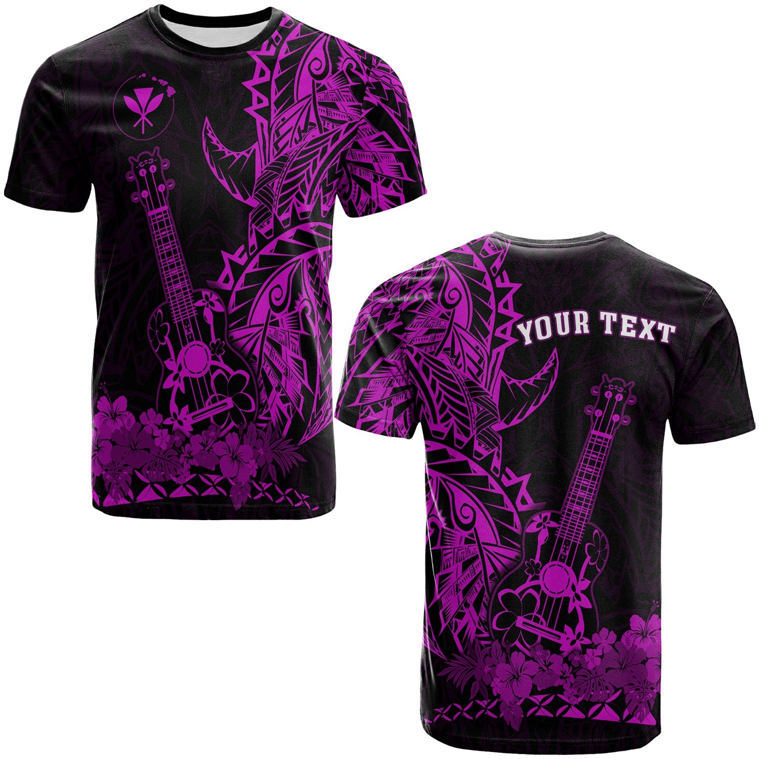 Custom Personalised Hawaii Polynesian T Shirt Ukulele Purple