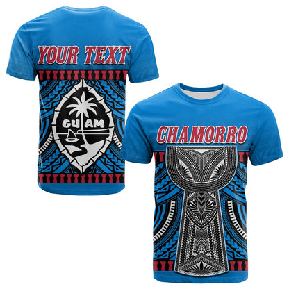 (Custom Personalised) Guam Chamorro T Shirt Latte Stone Blue Polynesian Haligi