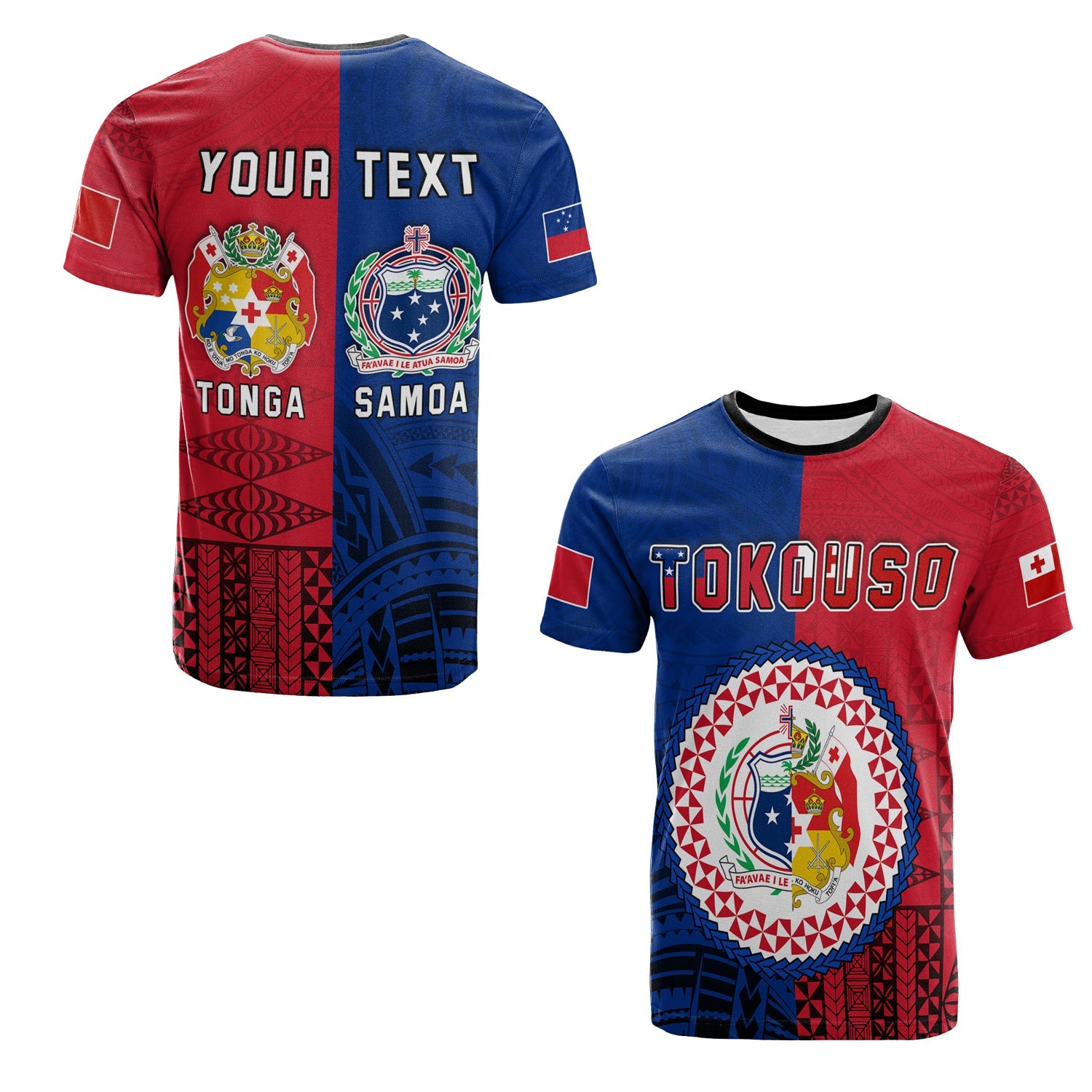 Custom Personalised Tokouso T Shirt Tonga And Samoa Together