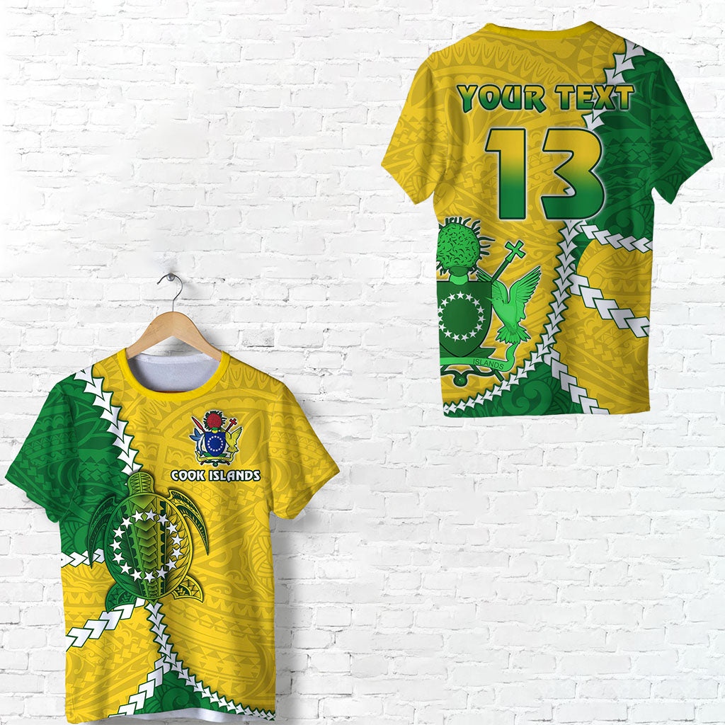 (Custom Personalised) Cook Islands Rugby T Shirt Polynesian Turtle Custom Text and Number