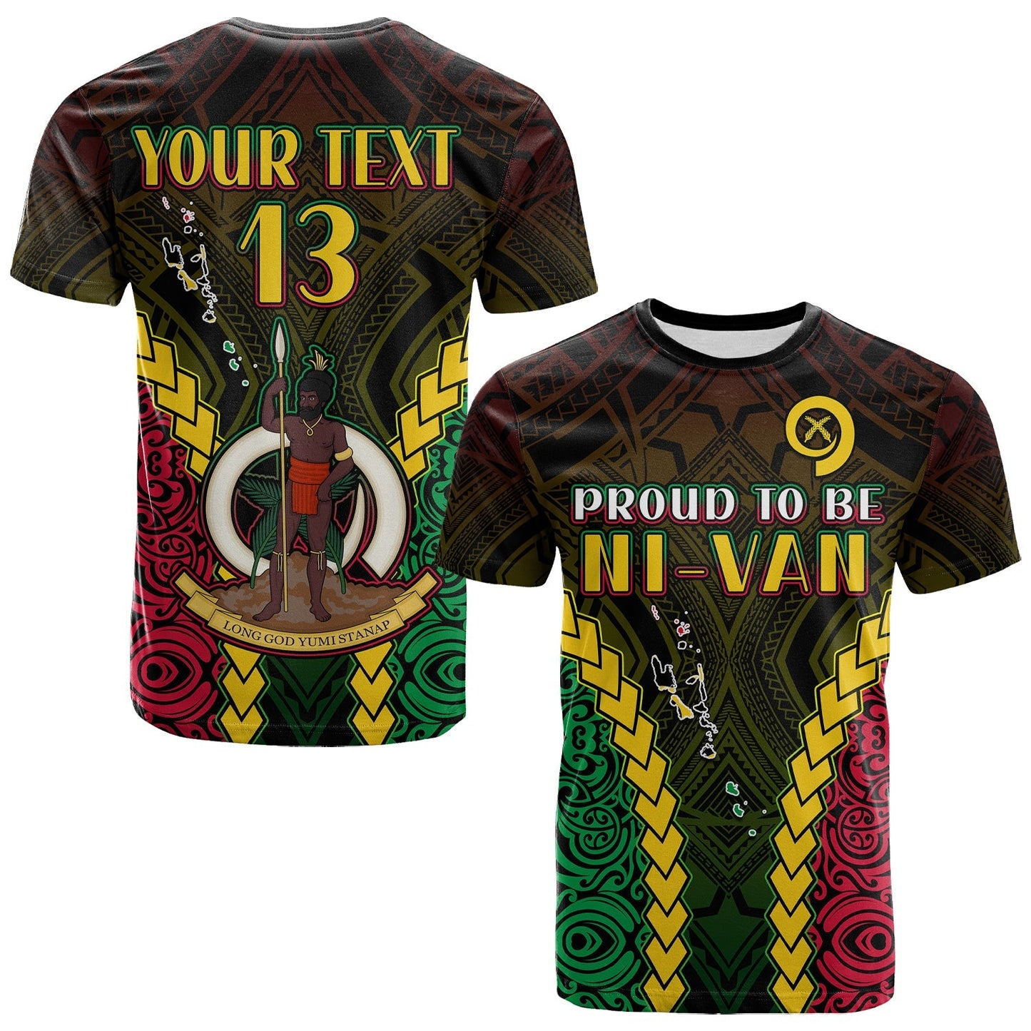 (Custom Text and Number) Vanuatu Indigenous T Shirt Proud To Be Ni Vanuatu Polynesian Pattern