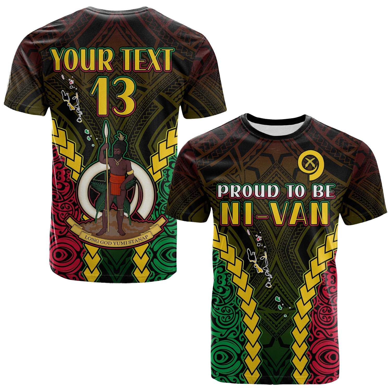 (Custom Text and Number) Vanuatu Indigenous T Shirt Proud To Be Ni Vanuatu Polynesian Pattern