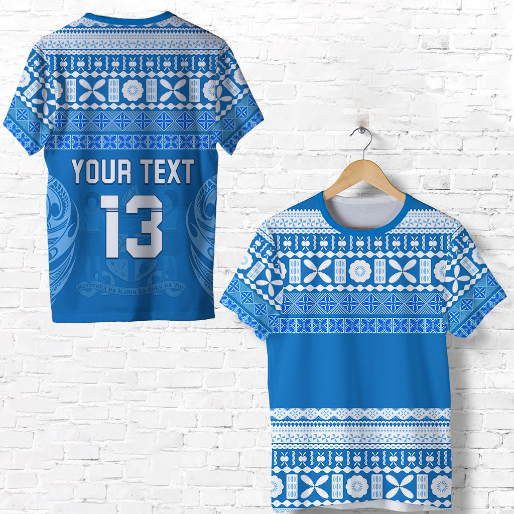 (Custom Text and Number) Bula Fiji T Shirt Tapa Pattern