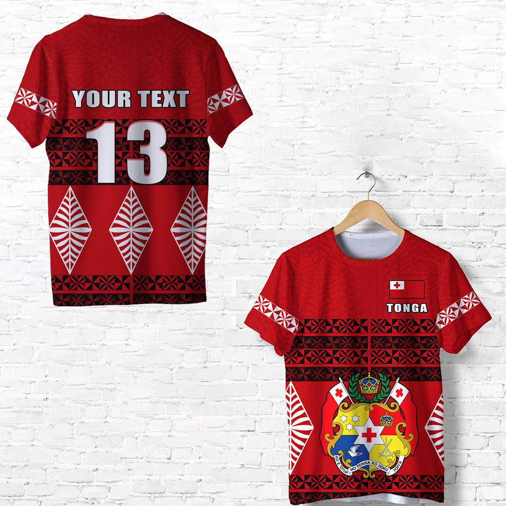 Custom Personalised Tonga T Shirt - Tongan Pattern - Custom Text And Number