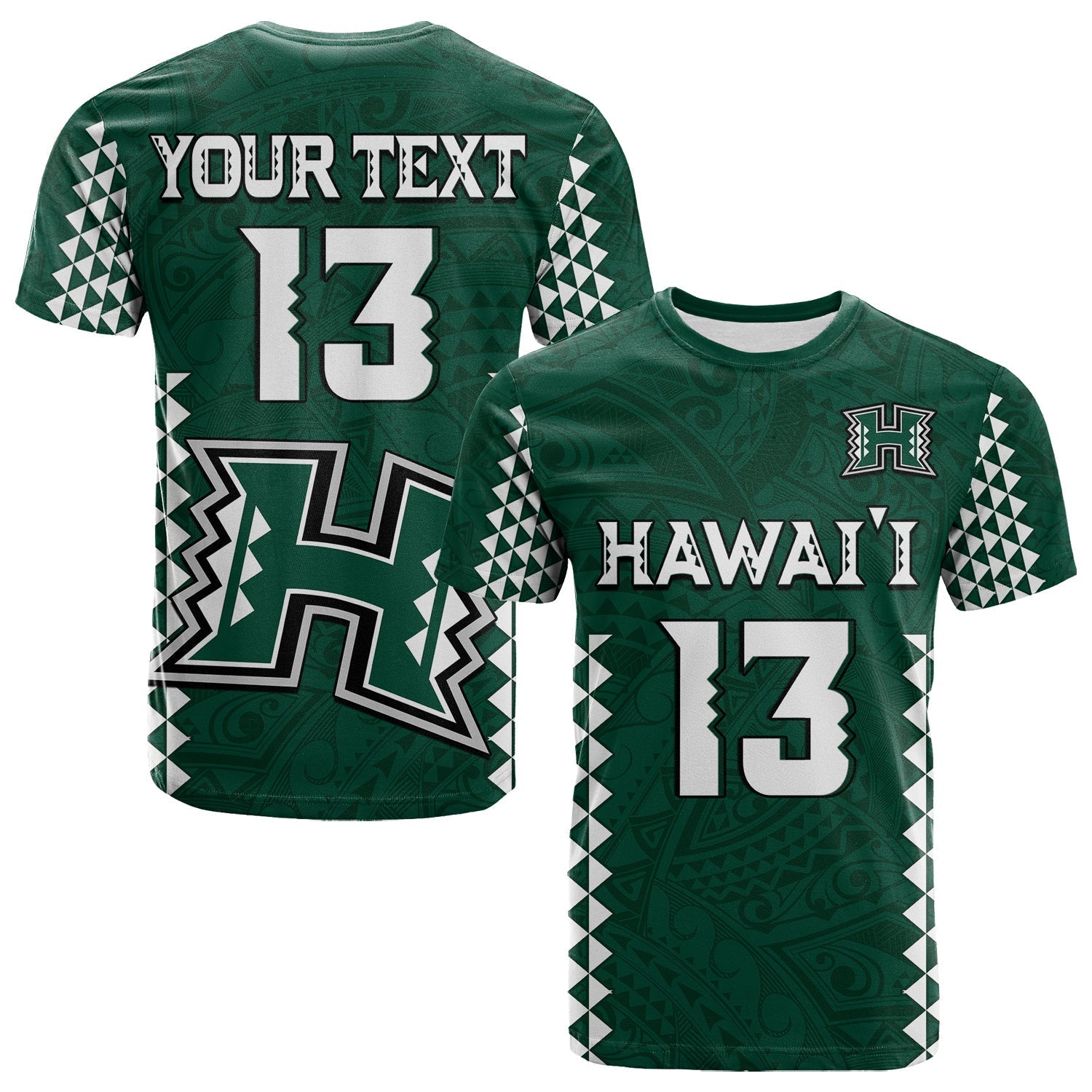 Custom Text And Number Hawaii Football T Shirt Kakau Warrior Be Stronger