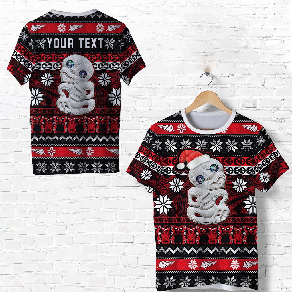 Custom Personalised New Zealand Hei Tiki Christmas T Shirt Maori Meri Kirihimete